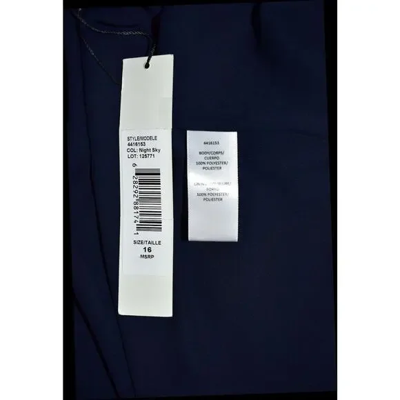 B2 NWT MONIQUE LHUILLIER Night Sky Deep V-neck Back Ties Sleeveless Dress Sz 16 - Picture 7 of 7